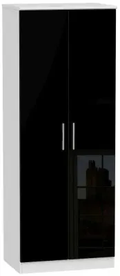 Knightsbridge 2 Door Tall Wardrobe - Black, White