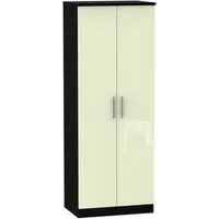 Knightsbridge 2 Door Tall Wardrobe - Cream, Black