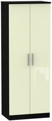 Knightsbridge 2 Door Tall Wardrobe - Cream, Black