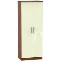Knightsbridge 2 Door Tall Wardrobe - Cream, Walnut