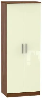 Knightsbridge 2 Door Tall Wardrobe - Cream, Walnut