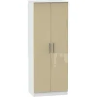 Knightsbridge 2 Door Tall Wardrobe - Mushroom, White