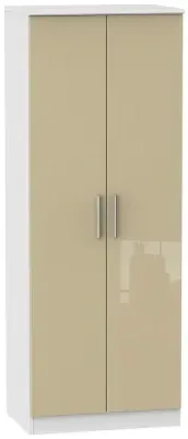 Knightsbridge 2 Door Tall Wardrobe - Mushroom, White image