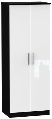 Knightsbridge 2 Door Tall Wardrobe - White, Black