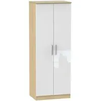 Knightsbridge 2 Door Tall Wardrobe - White