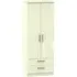 Knightsbridge 2 Door Tall Wardrobe with 2 Drawers - Cream
