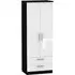Knightsbridge 2 Door Tall Wardrobe with 2 Drawers - White, Black