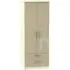 Knightsbridge 2 Door Tall Wardrobe with Drawers - Mushroom, Cream