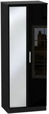 Knightsbridge 2 Door Tall Wardrobe with Mirror - Black