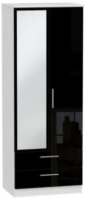 Knightsbridge 2-Door Tall Wardrobe with Mirror - Black, White