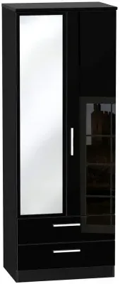 Knightsbridge 2-Door Tall Wardrobe with Mirror - Black image