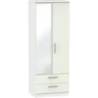 Knightsbridge 2-Door Tall Wardrobe with Mirror - Cashmere