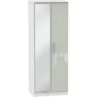 Knightsbridge 2 Door Tall Wardrobe with Mirror - Cashmere, White