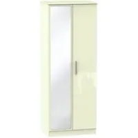 Knightsbridge 2 Door Tall Wardrobe with Mirror - Cream