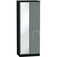 Knightsbridge 2 Door Tall Wardrobe with Mirror - Grey