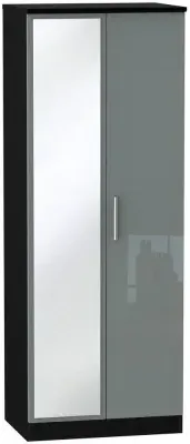 Knightsbridge 2 Door Tall Wardrobe with Mirror - Grey