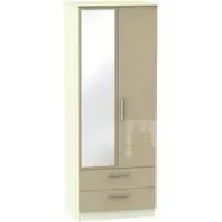 Knightsbridge 2 Door Tall Wardrobe with Mirror - Mushroom, Cream