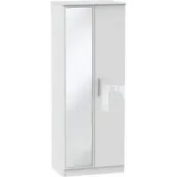 Knightsbridge 2 Door Tall Wardrobe with Mirror - White