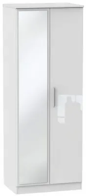 Knightsbridge 2 Door Tall Wardrobe with Mirror - White