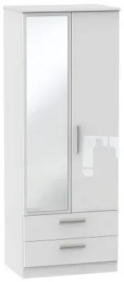Knightsbridge 2-Door Tall Wardrobe with Mirror - White