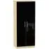 Knightsbridge 2 Door Wardrobe - Black Gloss, Light Oak