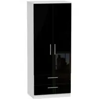 Knightsbridge 2 Door Wardrobe with Drawers - Black, White