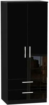 Knightsbridge 2 Door Wardrobe with Drawers - Black image