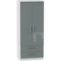 Knightsbridge 2 Door Wardrobe with Drawers - Grey, White