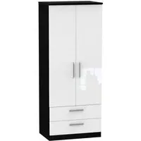 Knightsbridge 2 Door Wardrobe with Drawers - White, Black