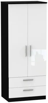 Knightsbridge 2 Door Wardrobe with Drawers - White, Black