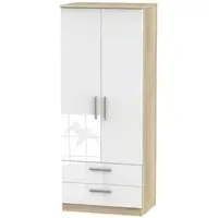 Knightsbridge 2 Door Wardrobe with Drawers - White, Oak