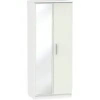 Knightsbridge 2 Door Wardrobe with Mirror - Cashmere, White