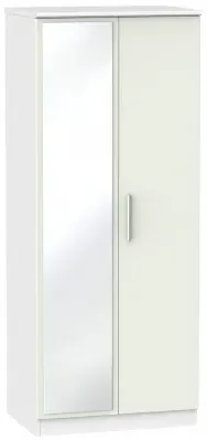 Knightsbridge 2 Door Wardrobe with Mirror - Cashmere, White