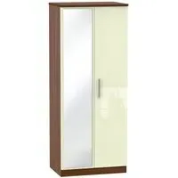 Knightsbridge 2 Door Wardrobe with Mirror - Cream, Walnut