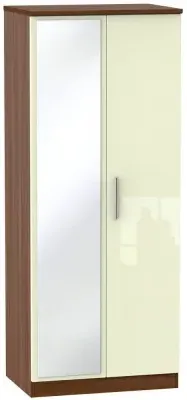 Knightsbridge 2 Door Wardrobe with Mirror - Cream, Walnut