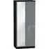Knightsbridge 2 Door Wardrobe with Mirror - Grey Gloss, Black