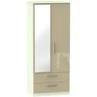 Knightsbridge 2 Door Wardrobe with Mirror - Mushroom, Cream