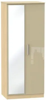 Knightsbridge 2 Door Wardrobe with Mirror - Mushroom, Oak