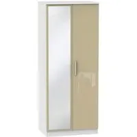 Knightsbridge 2 Door Wardrobe with Mirror - Mushroom, White