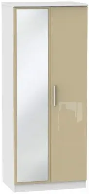 Knightsbridge 2 Door Wardrobe with Mirror - Mushroom, White image