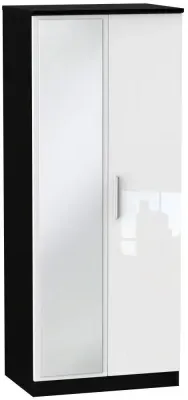 Knightsbridge 2 Door Wardrobe with Mirror - White, Black