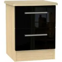 Knightsbridge 2 Drawer Bedside Cabinet - Black, Oak