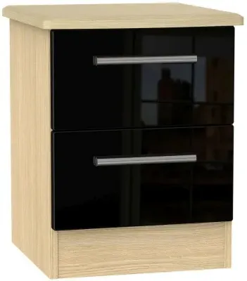 Knightsbridge 2 Drawer Bedside Cabinet - Black, Oak