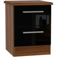 Knightsbridge 2 Drawer Bedside Cabinet - Black, Walnut