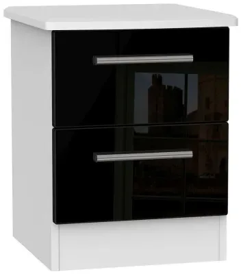 Knightsbridge 2 Drawer Bedside Cabinet - Black, White