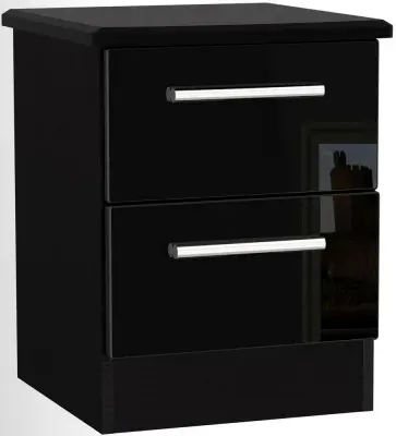 Knightsbridge 2 Drawer Bedside Cabinet - Black image