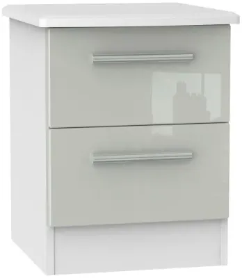 Knightsbridge 2 Drawer Bedside Cabinet - Cashmere, White