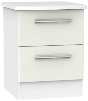 Knightsbridge 2 Drawer Bedside Cabinet - Cashmere, White