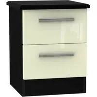 Knightsbridge 2 Drawer Bedside Cabinet - Cream, Black