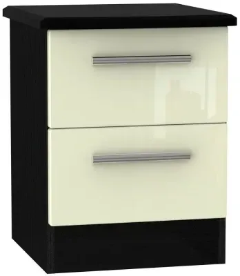 Knightsbridge 2 Drawer Bedside Cabinet - Cream, Black